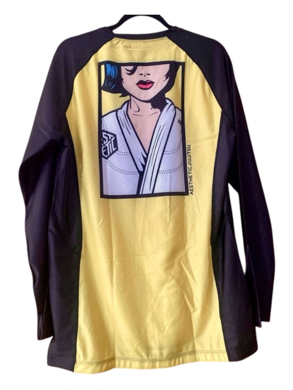 Aesthetic Jiu Jitsu BJJ No Gi Rash Guard XXL Yellow Black Long Sleeve MMA
